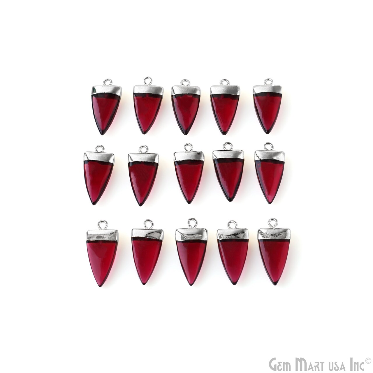 Triangle Pendant, Silver Electroplated Single Bail 24x10mm, Gemstone Connector Charm, GemMartUSA (50793)